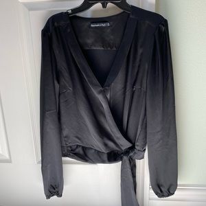abercrombie & fitch tie waist silk feel blouse